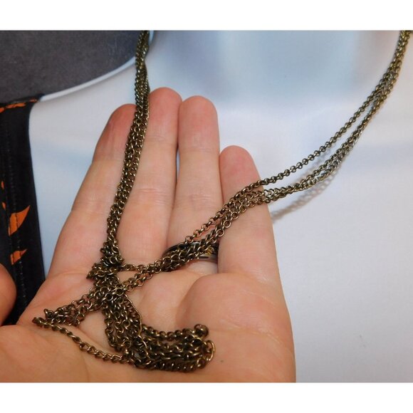 Casual Classic Antiqued Silver Tone Triple Chain Necklace - Picture 3 of 5